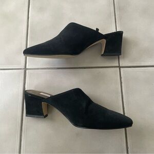 Jessica Ryan Black Suede Kitten Heel Mules